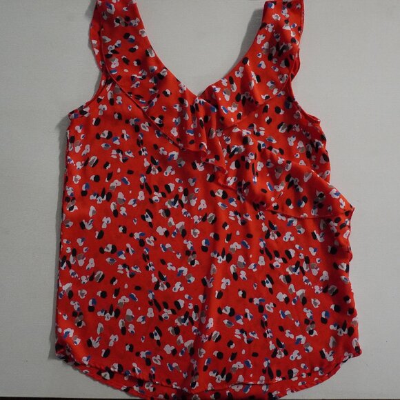 Hailey & Co Sleeveless V Neck and Back Blouse with Ruffles - Picture 1 of 6